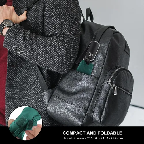 Vista 53 de LEAGERA Paraguas de viaje compacto para bolso, mango plano, impermeable para lluvia ligera