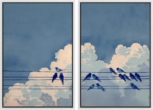 Vista 96 de MUDECOR Lienzo enmarcado para pared, bosque brumoso, reflejos, paisaje tranquilo, ilustraciones modernas, arte decorativo, bohemio, tranquilo/zen