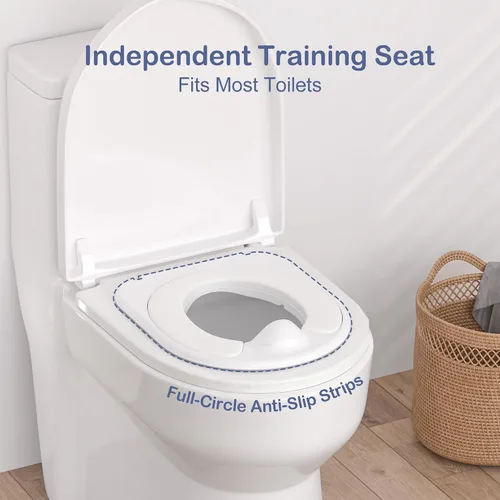 Vista 4 de CheerTry Inodoro de Entrenamiento para Niños Pequeños 2 en 1 - Silla de Baño Más Grande y Asiento de Entrenamiento Desmontable para Niños y Niñas
