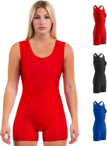 Vista 8 de Matman Edge Wrestling Singlet Mujeres Spandex Levantamiento de Pesas Color Sólido