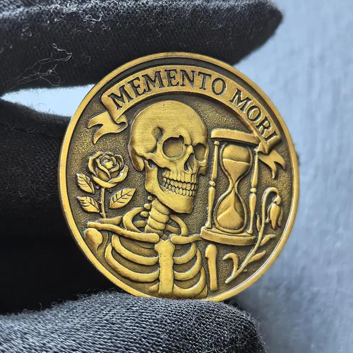 Vista 4 de Memento Mori Challenge Coin Carpe Diem Ficha de bolsillo Regalo motivacional