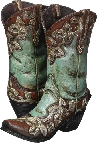 Vista 5 de Jarrón de botas vaquera turquesa