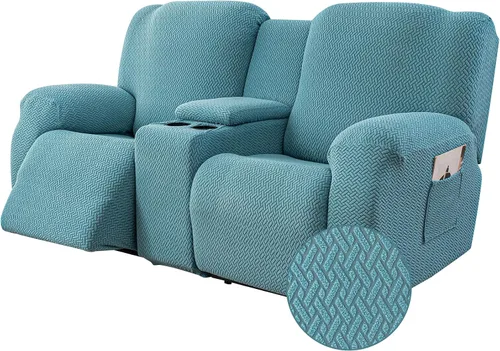 Vista 19 de Genina Funda para Silla Reclinable, Fundas Elásticas para Sillas Reclinables, Fundas para Sofá Reclinable con Rayas Jacquard, Fundas para Sofá