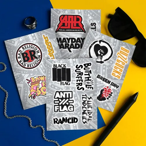 Vista 3 de BulbaCraft Pegatinas Punk Rock - Pegatinas de Banda para Adultos, Adhesivos Autoadhesivos e Impermeables, Pegatinas Punk Rock para Laptops