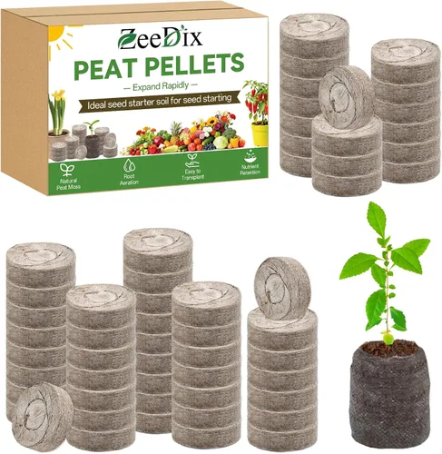 Vista 16 de ZeeDix 55 cápsulas de iniciación de semillas de 1.181 in, pellets de turba comprimida, tierra de inicio de semillas para inicio de semillas, cultivo
