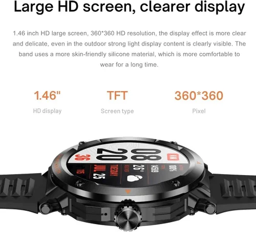Vista 9 de Reloj inteligente 2 en 1 con audífonos, bisel de aleación de zinc, pantalla redonda de 1.46 pulgadas, función de llamada Bluetooth, reproducción