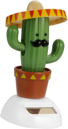 Vista 2 de Cactus Solar Powered Sacudiendo Cabeza Bailando Coche Ornamento Tablero Decoración Juguete Regalo - Cactus