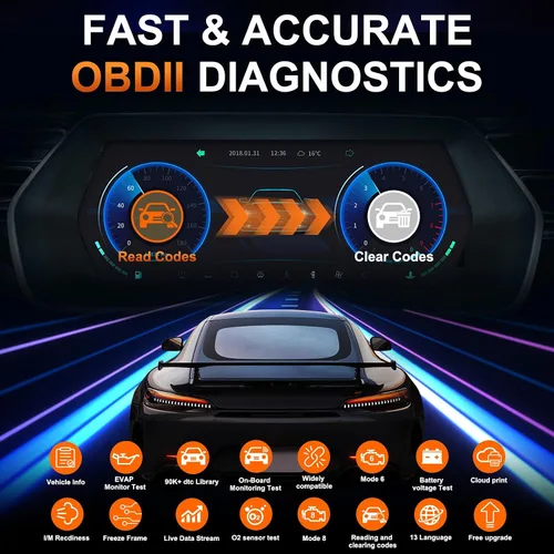 Vista 4 de Herramienta de diagnóstico del escáner inalámbrico OBD2, lector de código de coche 96000+ Escáner DTC con reinicio para iOS y Android, modo 6, modo