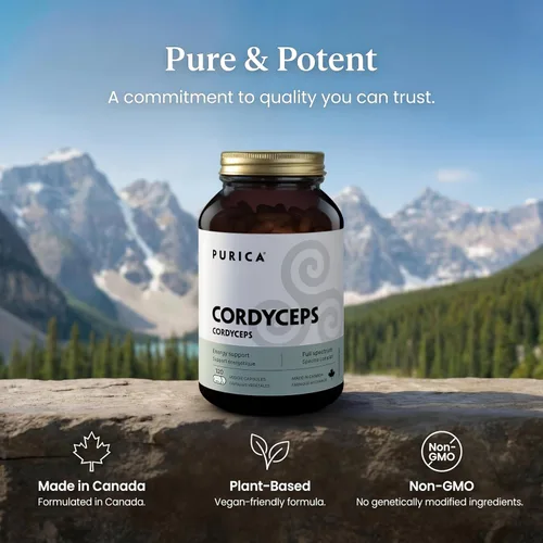 Vista 7 de PURICA Cordyceps - Suplementos de hongos, 120 cápsulas veganas, suministro de 30 días, apoya la energía, vitalidad, bienestar respiratorio, cuidado