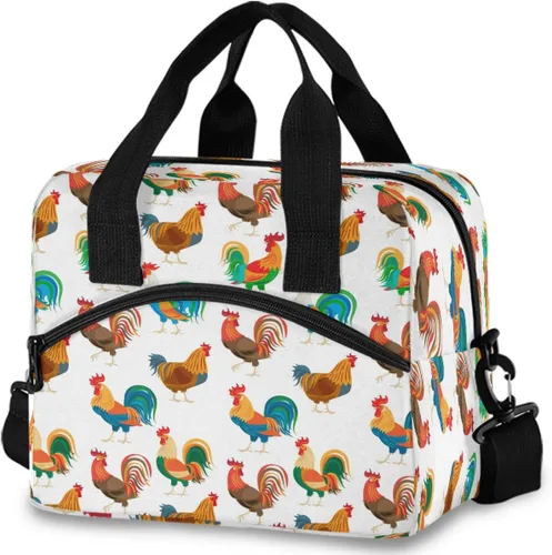 Vista 22 de Bolsa de Almuerzo Aislada de Leopardo Negro Estampado de Piel Animal Enfriadora Reutilizable Tote Box con Correa para el Hombro para Trabajo Picnic