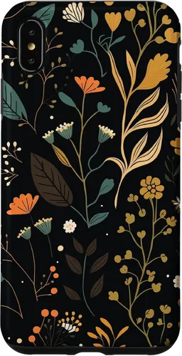 Vista 11 de Floral Aesthetic Simple Boho Modern Botanical Flowers Black Case for iPhone 17