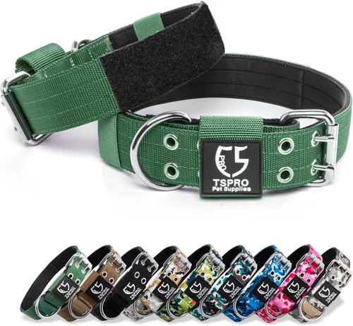 Vista 35 de TSPRO Collar Táctico para Perro de 1.25 Pulgadas de Ancho Collares Gruesos para Perro con Hebilla de Metal de Servicio Pesado, Duradero, Fuerte