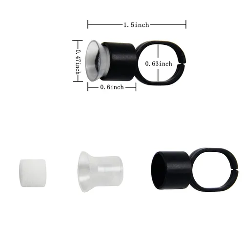 Vista 2 de Vasos para anillos de tinta de tatuaje, 100 anillos de pegamento de pigmento microblading con tapas de copas de tinta de esponja, maquillaje