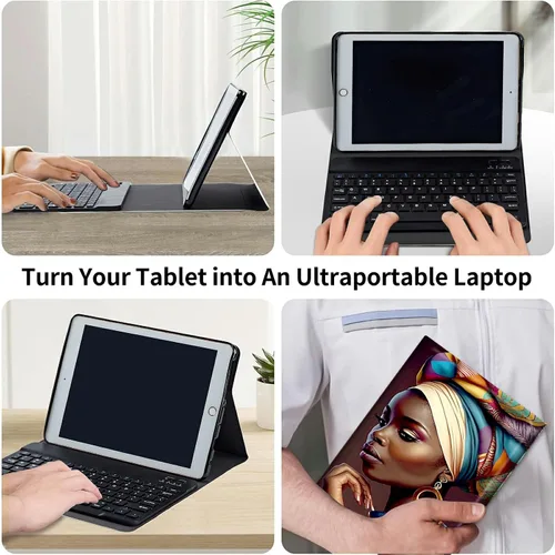 Vista 6 de Funda con teclado africano para Samsung Galaxy Tab S6 Lite de 10.4 pulgadas 2022 (SM-P613/P619)/2020 (SM-P610/P615), funda protectora delgada