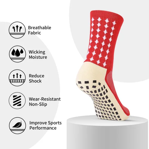 Vista 5 de wonhag Calcetines de fútbol para hombre antideslizantes 134 pares de almohadillas antideslizantes para fútbol, baloncesto, deportes con pinzas