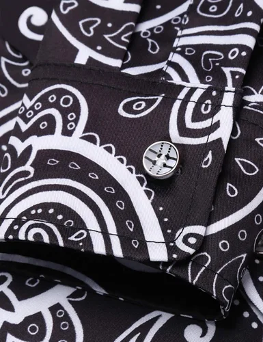 Vista 6 de Daupanzees Camisa casual de manga larga de algodón Paisley para hombre