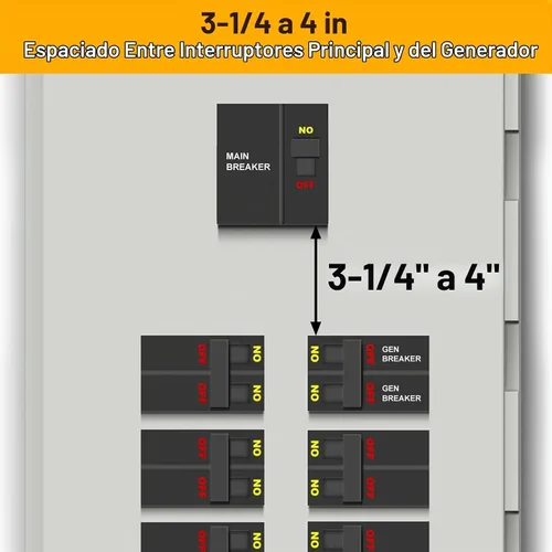 Vista 3 de Kit de bloqueo de generador compatible con interruptor principal vertical cuadrado D de 150 o 200 amperios, espaciado de 3 1/4 a 4 pulgadas entre