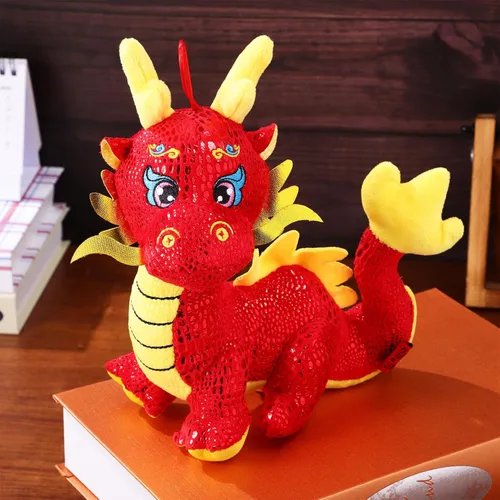 Vista 8 de Figura de mascota de dragón, adorno de dragón del zodiaco chino 2024 Año de la estatua para decoración del hogar, adorno de mesa