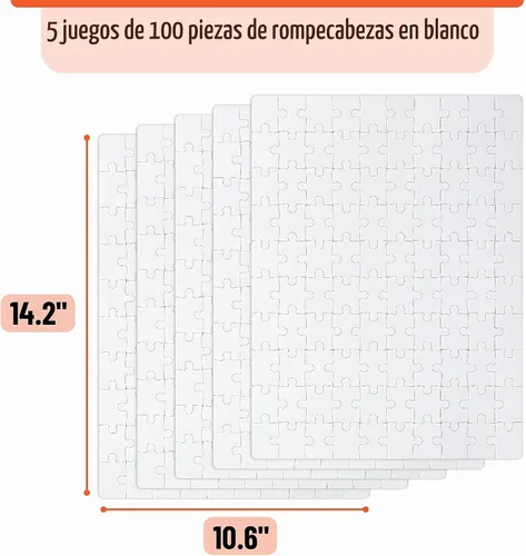 Vista 2 de Mr. Pen - Rompecabezas en blanco, paquete de 5, 100 piezas/paquete, 10.6" x 14.2" pulgadas, rompecabezas blanco, rompecabezas en blanco