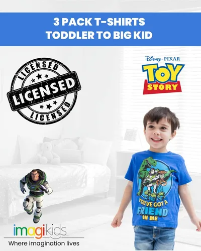 Vista 2 de Disney Pixar Cars Tow Mater Lightning McQueen - Paquete de 3 camisetas para bebés y niños grandes