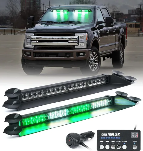 Vista 10 de LUMENIX Barra de luces estroboscópicas de emergencia LED para salpicadero con controlador, parabrisas, visera, advertencia de seguridad, luz