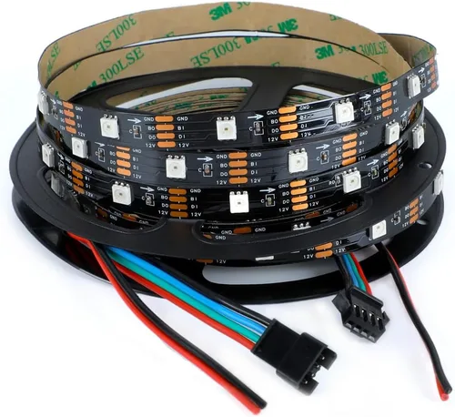 Vista 19 de WS2812B - Tira de LED de 12 V WS2815 (WS2812B actualizado) con luz direccionable individualmente, tira de LED programable con conectores JST-SM de 4