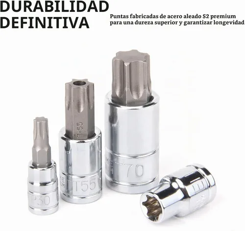 Vista 3 de CASOMAN Master Torx Bit Socket y Torx externo juego de 60 piezas, acero S2 y Cr-V, E4-E24, T6-T70, TT6-TT70, TP8-TP60