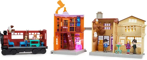 Vista 9 de Wizarding World Harry Potter, Exclusivo de Amazon Castillo de Hogwarts de Lujo y Callejón Diagon & Expreso de Hogwarts, 4 juegos en 1 con luces