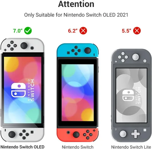 Vista 3 de Switch OLED - Funda protectora para Nintendo Switch OLED modelo 2021, compatible con Switch OLED y Joy-Con Controller Grip Case con protector