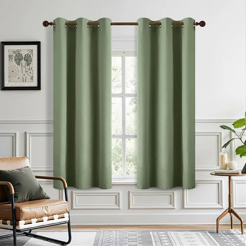 Vista 77 de DONREN Cortinas opacas completas para dormitorio, aislamiento térmico y reducción de ruido, cortinas de lino con ojales para sala de estar y Negro