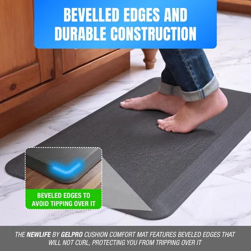 Vista 4 de NewLife de GelPro Alfombrilla de cocina antifatiga con cojín de espuma ergonómica, acolchada, resistente a manchas, impermeable, antideslizante