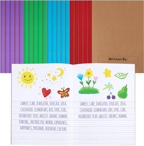 Vista 12 de Henoyso Paquete de 5 cuadernos de composición primaria, 9-3/4 x 7-1/2 pulgadas, diario primario para niños, cuaderno de escritura K-2 para niños