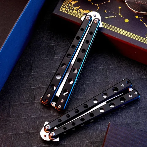 Vista 5 de Flutesan Juego de 2 Piezas de Tenedor y Cuchara Mariposa, Cuchara Táctica Mariposa Plegable de Acero Inoxidable Conjunto de Utensilios Spork