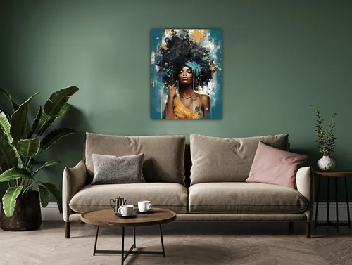 Vista 156 de Arte de pared afroamericano, decoración de rey y reina bailarín negro para sala de estar, arte de pareja de amor negro para dormitorio, lienzo