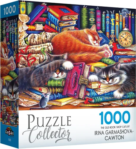 Vista 2 de RoseArt - Puzzle Collector - The Old Book Shops Cats - Rompecabezas de 1000 piezas para adultos
