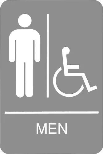 Vista 10 de Headline Letrero con texto en inglés "Ada", símbolo táctil accesible para hombres/sillas de ruedas, plástico, 6 x 9, negro/blanco