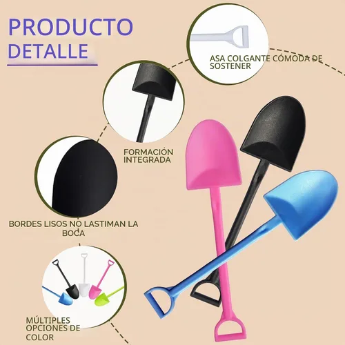 Vista 3 de OaaXbbECco Cucharas de postre plásticas desechables lindas de la forma de la pala de la novedad