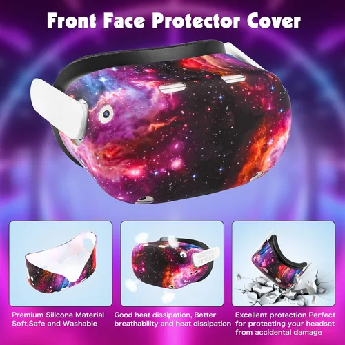 Vista 3 de Relohas Accessories for Oculus Quest 2 VR Accessory Set for Meta Quest 2 Include Controller Grip Leather Cover VR Shell Cover Face Cover Lens Cover