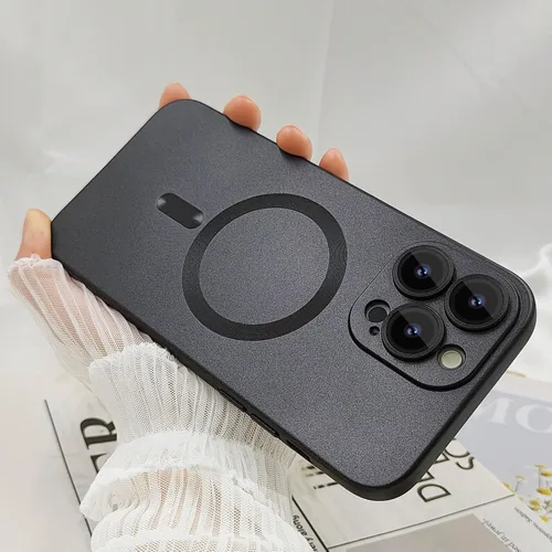 Vista 4 de Funda magnética ankofave para iPhone 13 Pro, funda para mujer, diseño mate de lujo suave y metálico con protector de lente de cámara, compatible