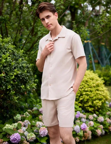 Vista 4 de COOFANDY Mens Two Piece Outfits Sets Casual Button Down Short Sleeve Shirt and Shorts Beach Outfits Sets