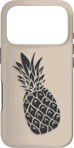 Vista 30 de Black Dark grey Pineapple on Tan beige for Pineapple lovers Case for iPhone 16