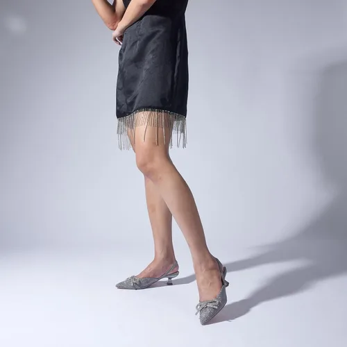 Vista 7 de GENSHUO Zapatos de tacón con lazo de diamantes de imitación para mujer, zapatos de vestir para novia y boda