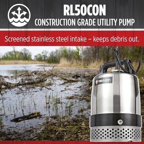 Vista 6 de Red Lion RL50CON, 115V, 1/2 HP, Bomba de utilidad manual de acero