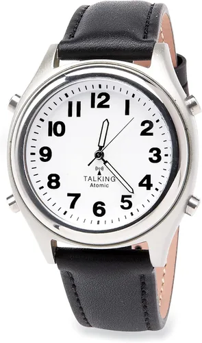 Vista 2 de Collections Etc Reloj atómico parlante fácil de leer negro, Negro -, Moderno