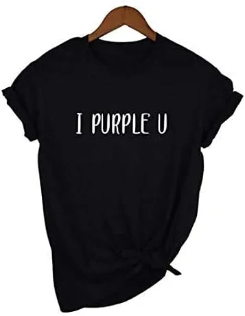Vista 6 de Tshirts for Bangtan Boys Women Sleeve I Purple You Letter Printed T-Shirt for Korean Pop Merchandise Purple