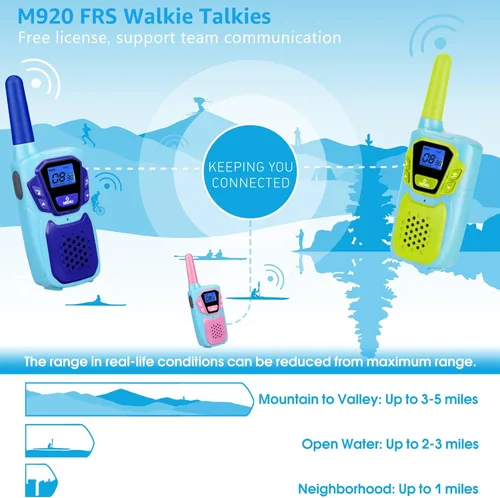 Vista 5 de Topsung Walkie Talkies for Kids Long Range Walkie-Talkie for Adults Rechargeable 4 Pack with Lanyard NOAA USB, Family Pink 2 Way Radio Toys for 3-12