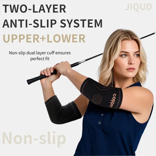 Vista 4 de Codera para el codo para tendinitis y codo de tenista para mujeres, manga de compresión de cobre para alivio del dolor del codo de golfista