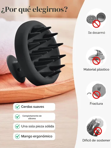 Vista 4 de HEETA Masajeador de Cuero Cabelludo para el Crecimiento del Cabello, Exfoliador de Cuero Cabelludo con Cerdas Suaves, Diseño de Silicona Integrado