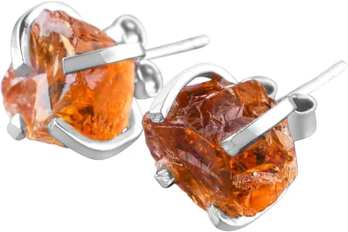 Vista 9 de AA Piedras Preciosas en Bruto Cristales de Piedras Ásperas Aretes de Perno Delicados para Mujeres, Joyería de Boda Hecha a Mano de Piedras
