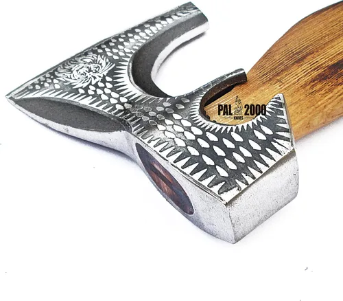 Vista 5 de Hacha de división camping cortar hacha vikingo Tomahawk batalla caza al aire libre mango de madera maciza 9971